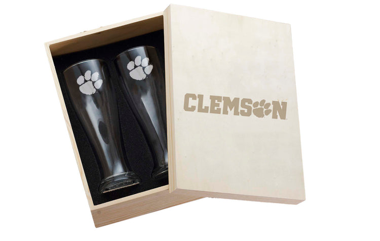 Clemson Tigers 2-Piece Xpress Etched Pilsner Set In Collector Box