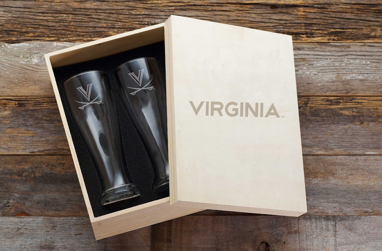Virginia Cavaliers 2-Piece Etched Pilsner Set In Collector Box