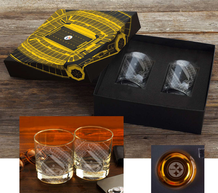 Pittsburgh Steelers Stadium Series Rocks Glass Set