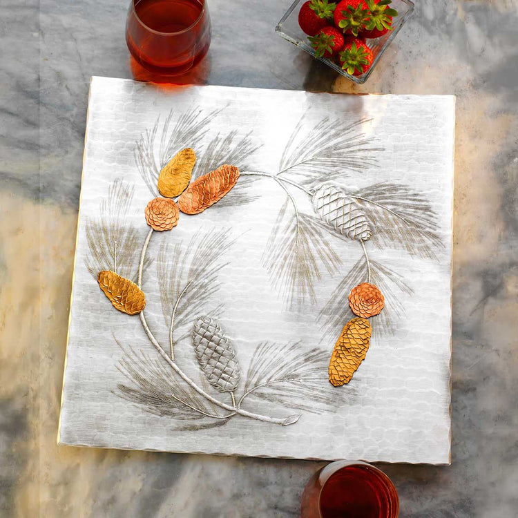 Evergreen Mixed Metal 15" Decor Tray