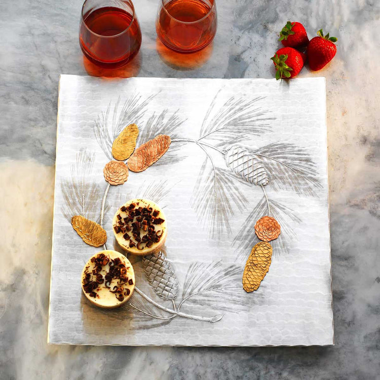 Evergreen Mixed Metal 15" Decor Tray