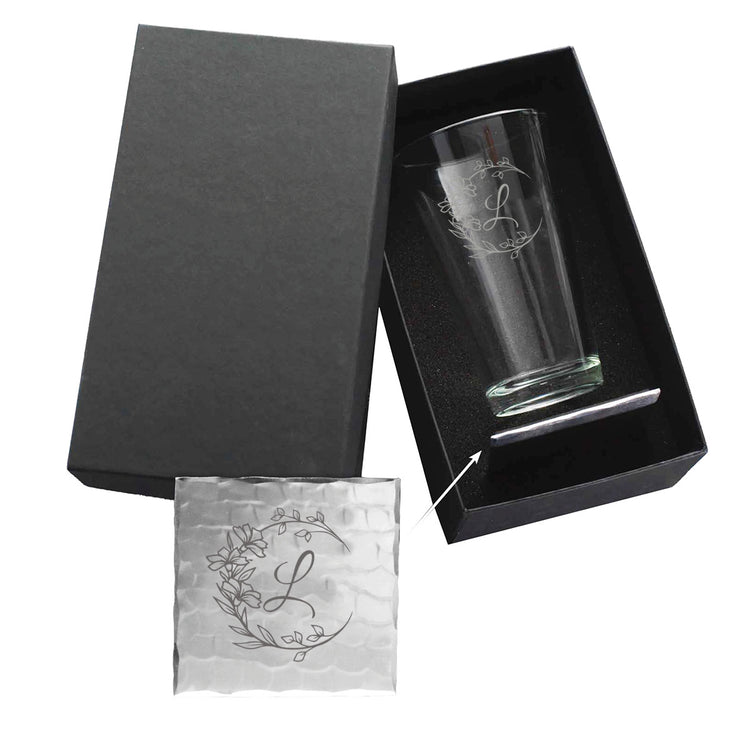 Initial Pint Glass and Coaster Duo