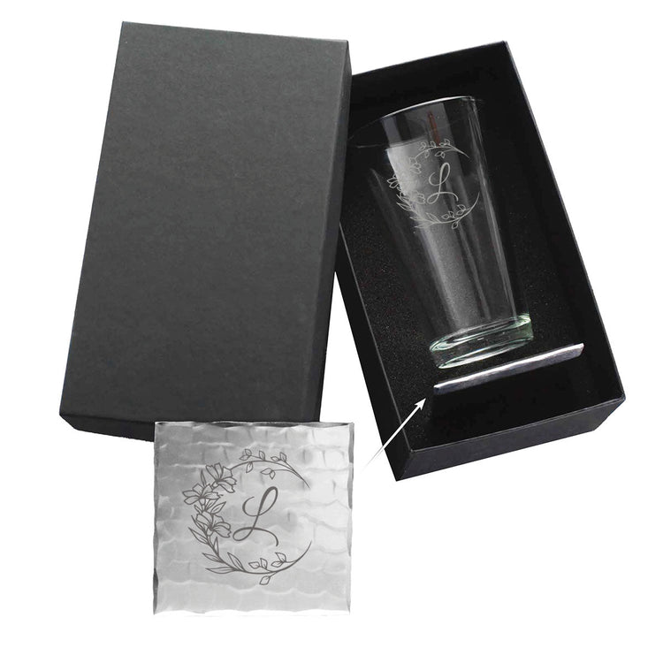 Initial Pint Glass and Coaster Duo