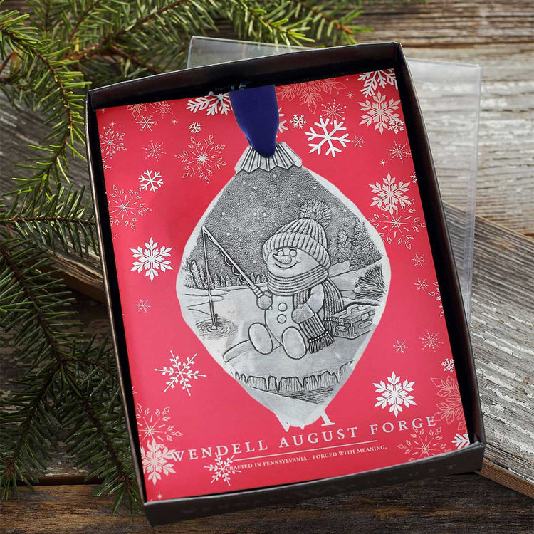 Frosty Fisherman Christmas Ornament