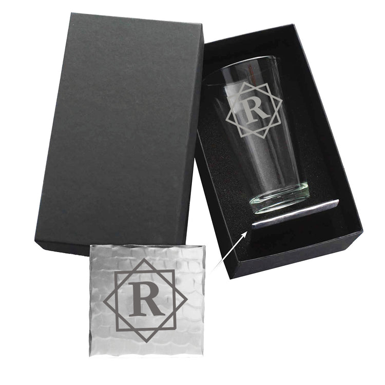 Initial Pint Glass and Coaster Duo