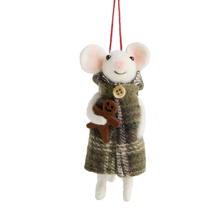 Plush Gingerbread Mouse Ornament