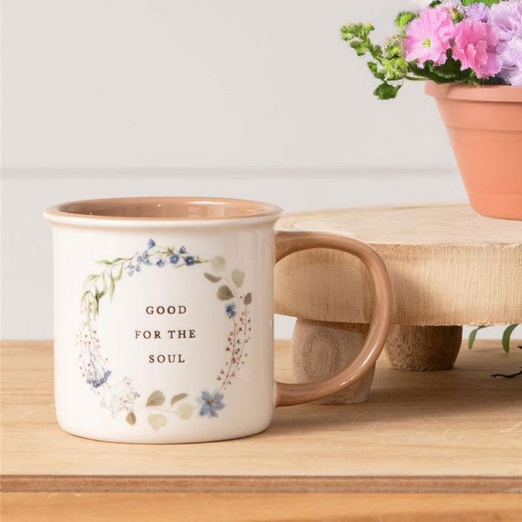 Good for the Soul Floral Wreath Mug