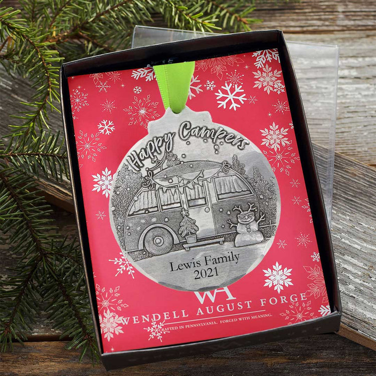 Personalized Happy Campers Ornament - Wendell August Forge