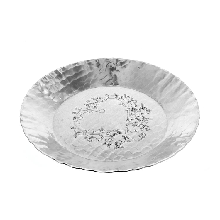 Heart and Vine Medium Round Tray (Aluminum)