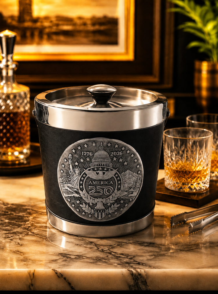 America250 Sea to Shining Sea Leatherette Ice Bucket 