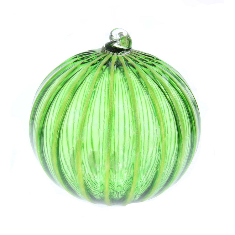 Glass Ornament Jewel Tone Kelly with Gold Rib