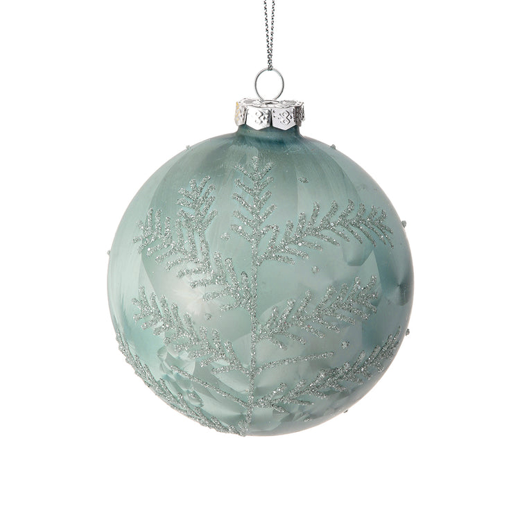 Leaf Petal Frost Ball Glass Ornament