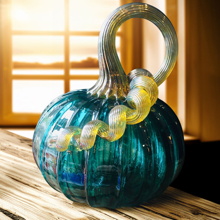 Glass Pumpkin Jewel Tone Lagoon