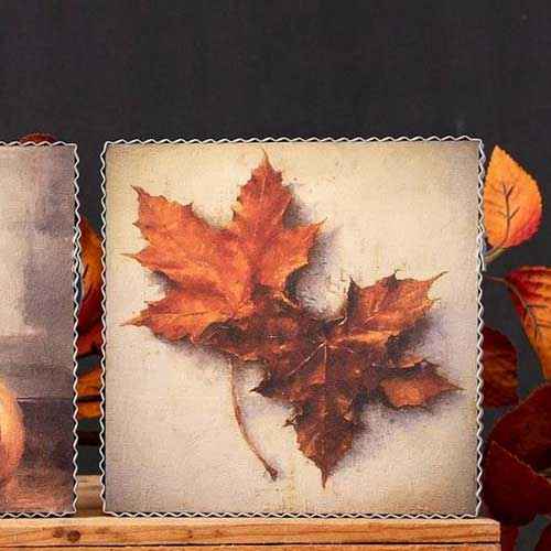 Fall Still Life Shelf Sitter 2 Leaves 