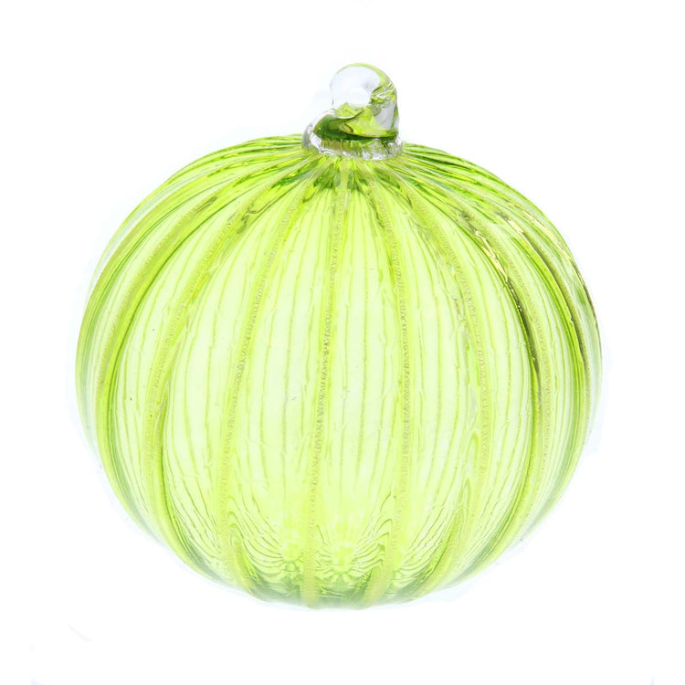 Glass Ornament Jewel Tone Lime with Gold Rib