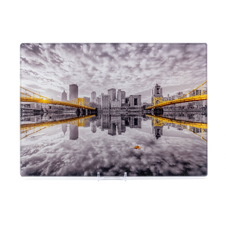Lonely Leaf Black & Gold Pittsburgh Cutting Board 