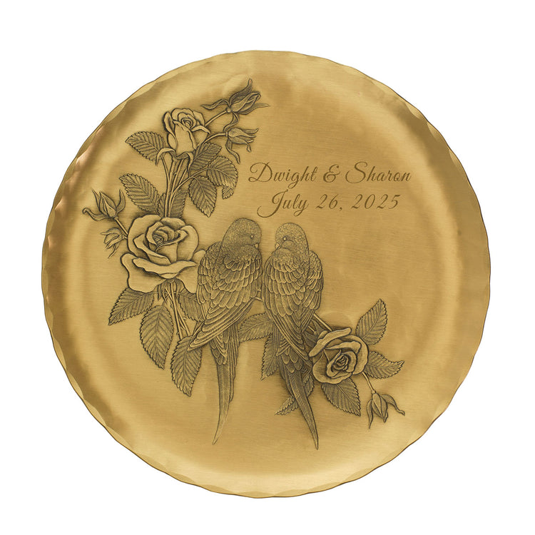 Personalized Bronze Love Birds Wedding or Anniversary Plate