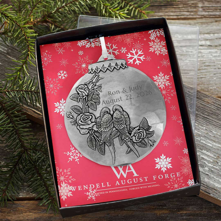 Personalized Lovebirds Ornament - Wendell August Forge