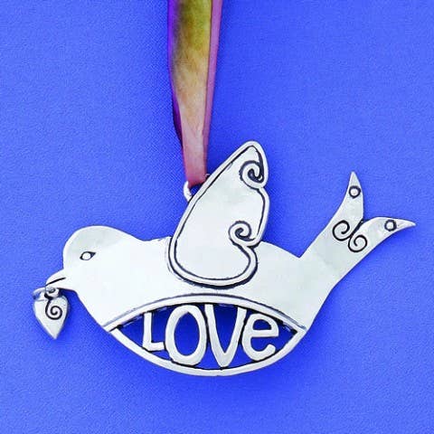 Love With Heart Birds In Flight Ornament