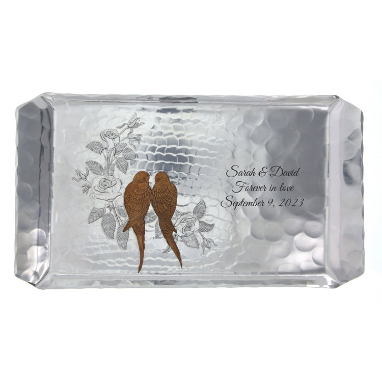 Love Birds Mixed Metal Hostess Tray (Aluminum) - Wendell August Forge