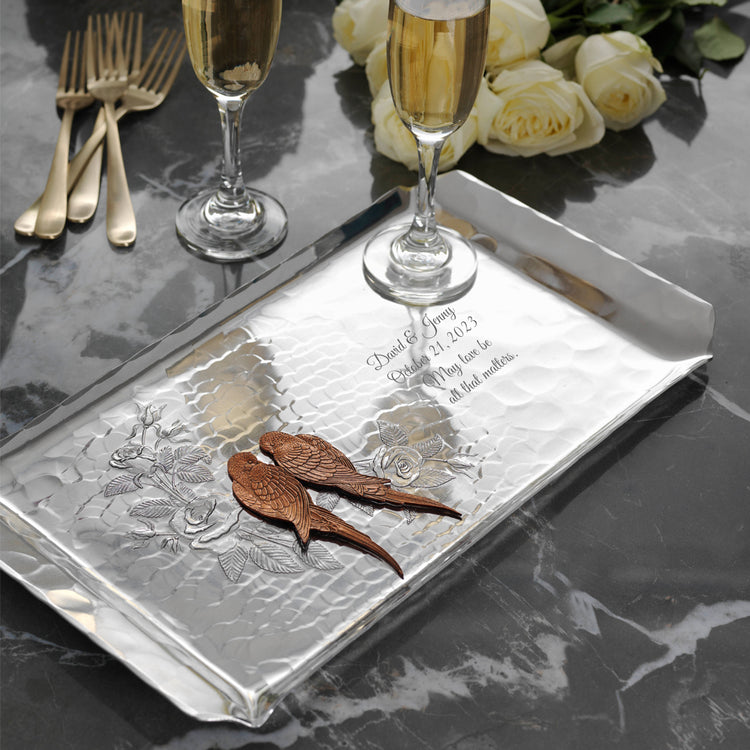 Love Birds Mixed Metal Hostess Tray (Aluminum)