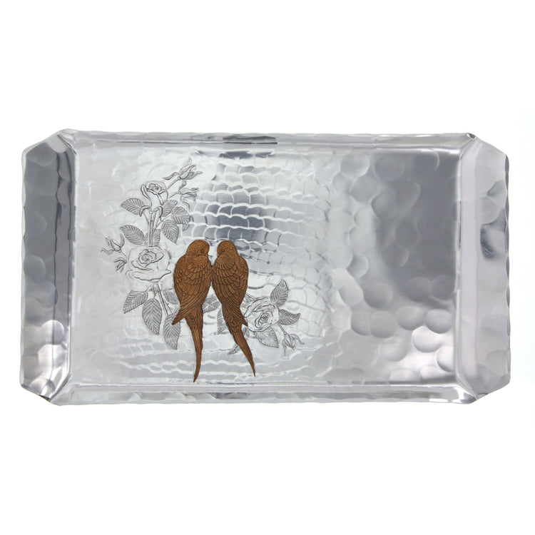 Love Birds Mixed Metal Hostess Tray (Aluminum)