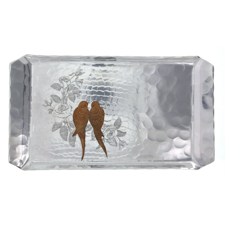 Love Birds Mixed Metal Hostess Tray (Aluminum) - Wendell August Forge