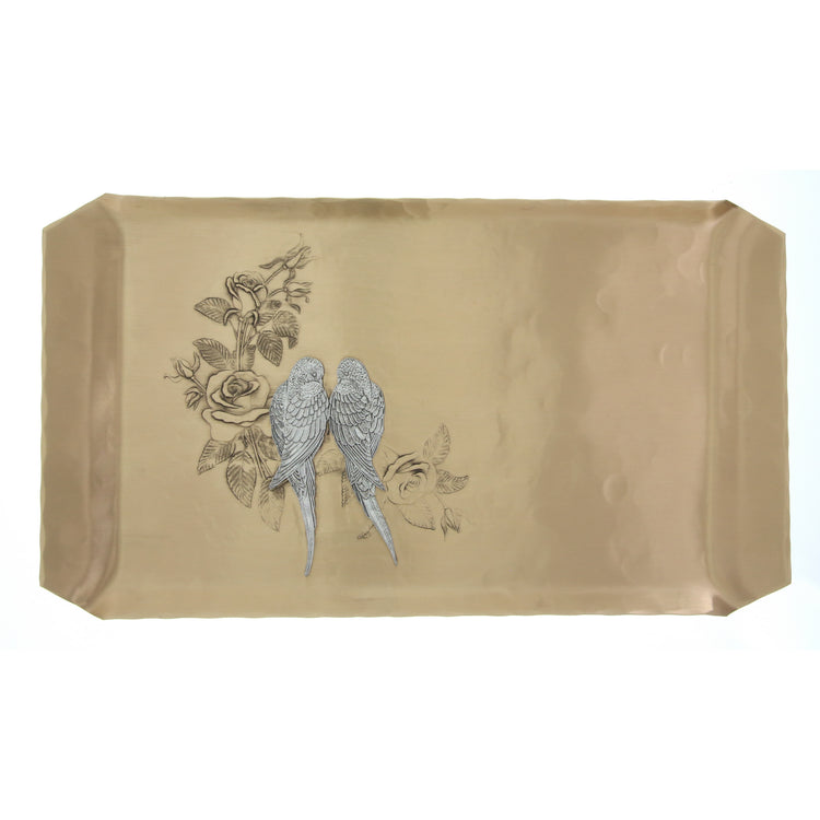 Love Birds Mixed Metal Hostess Tray (Bronze)