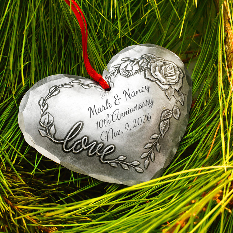 Love Blooms Heart Ornament- Wedding and Anniversary