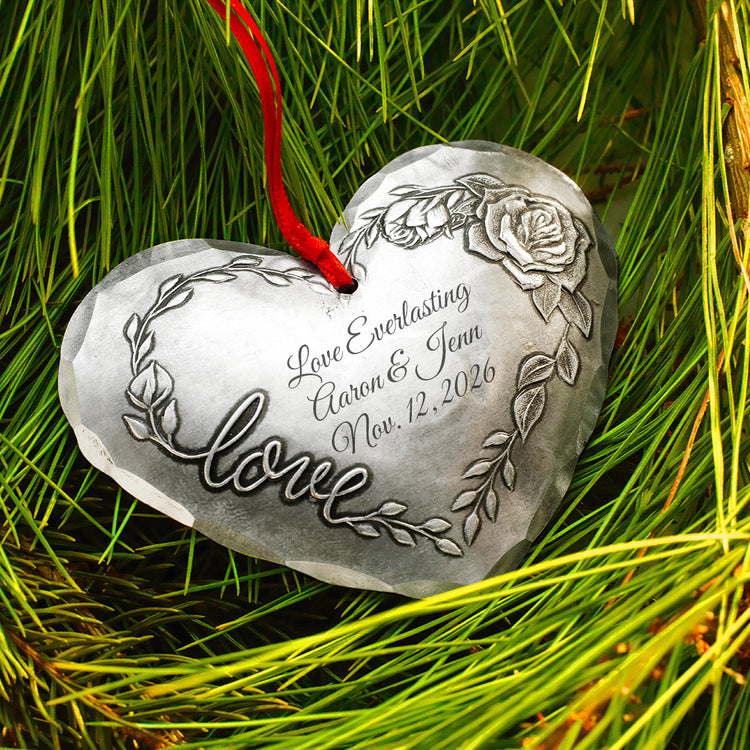 Love Blooms Heart Ornament- Wedding and Anniversary