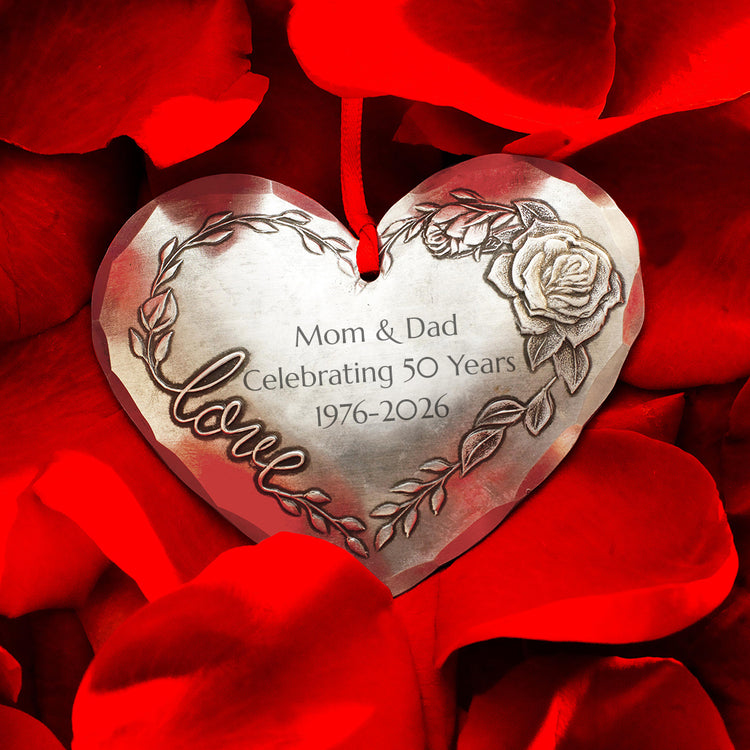 Love Blooms Heart Ornament- Wedding and Anniversary