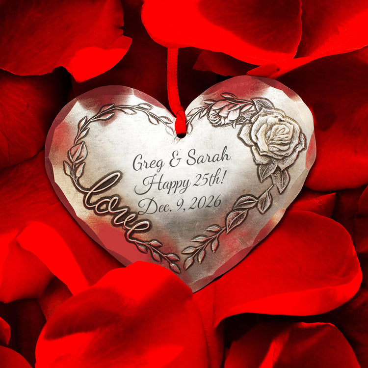 Love Blooms Heart Ornament- Wedding and Anniversary