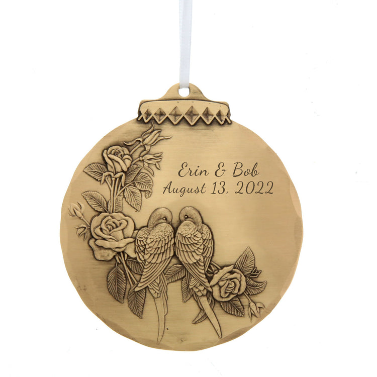 Personalized Lovebirds Ornament (Bronze) - Wendell August Forge