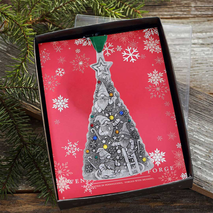 Gnomes Decorating Christmas Tree Ornament