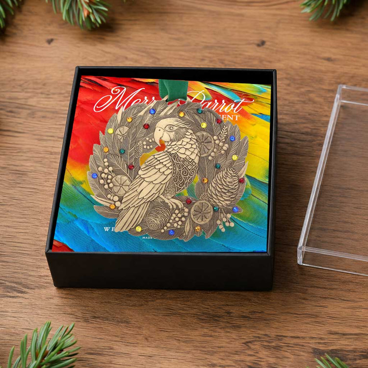 Merry Parrot Ornament with Crystals