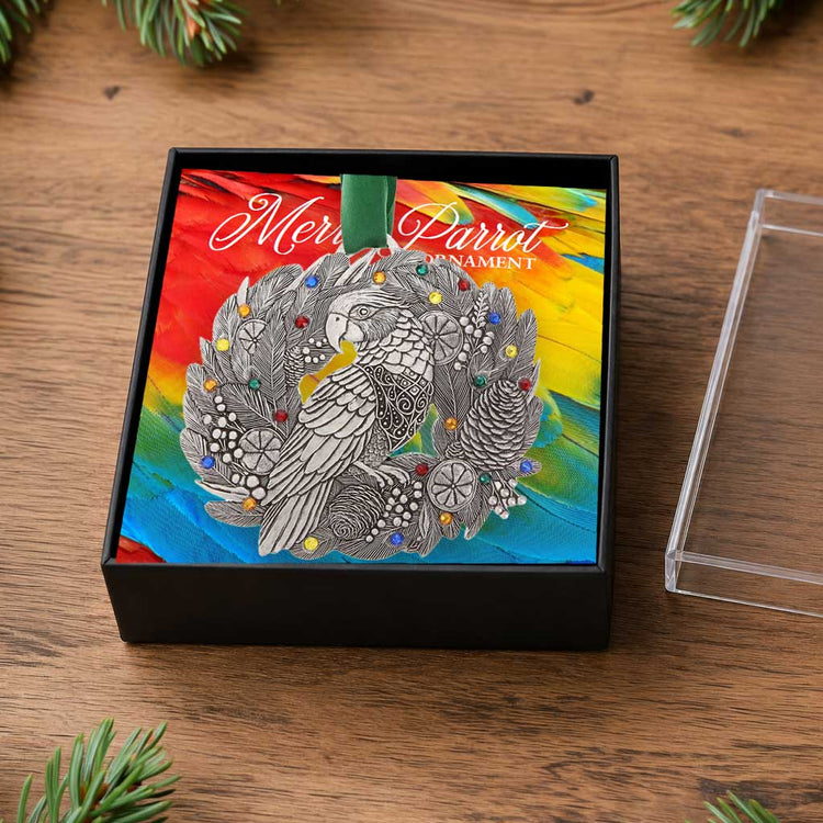 Merry Parrot Christmas Ornament