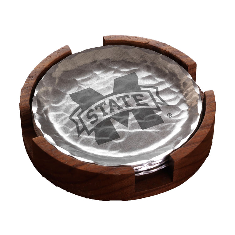 Mississippi State Bulldogs 4-Piec Coaster Set with Caddy