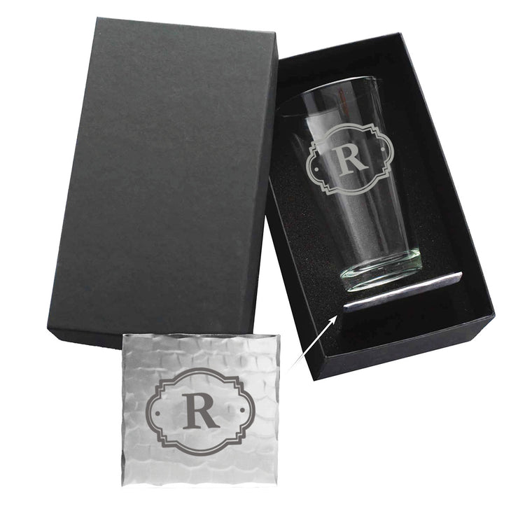 Initial Pint Glass and Coaster Duo