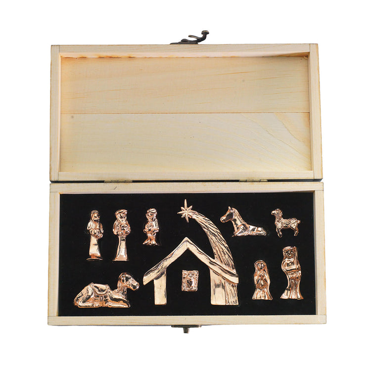 Limited Edition Mini 10-Piece Nativity Set (Plated Rose Gold) - Wendell August 