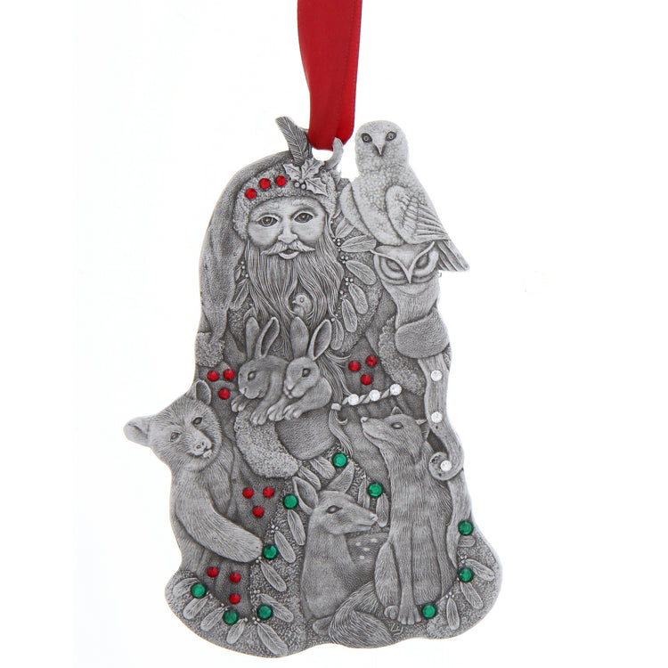 Woodland Santa Ornament (Aluminum) 