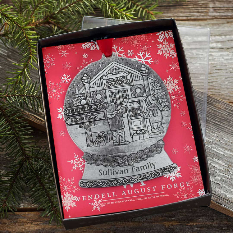 North Pole Post Office Snow Globe Personalized Christmas Ornament