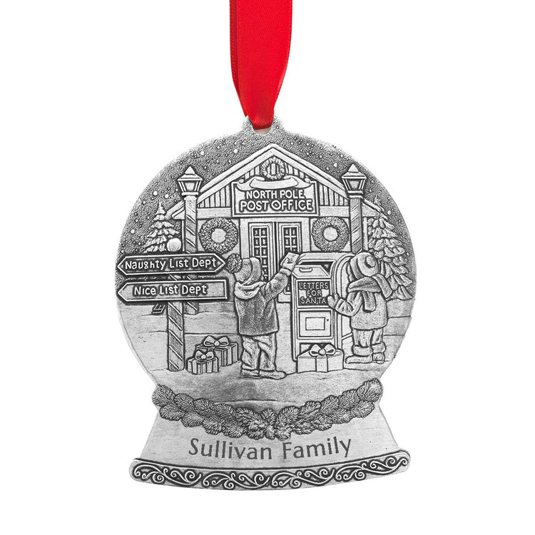 North Pole Post Office Snow Globe Christmas Ornament
