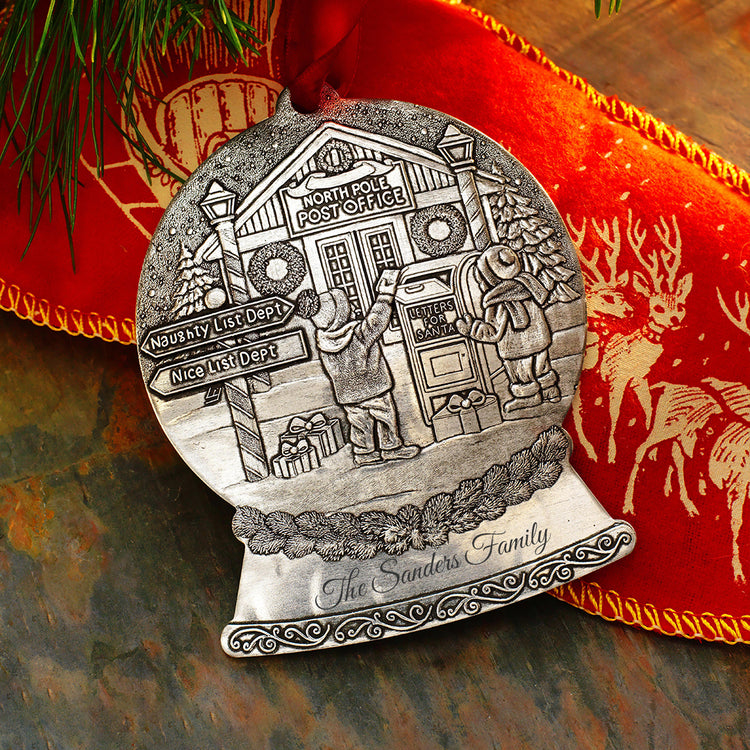 North Pole Post Office Snow Globe Ornament 