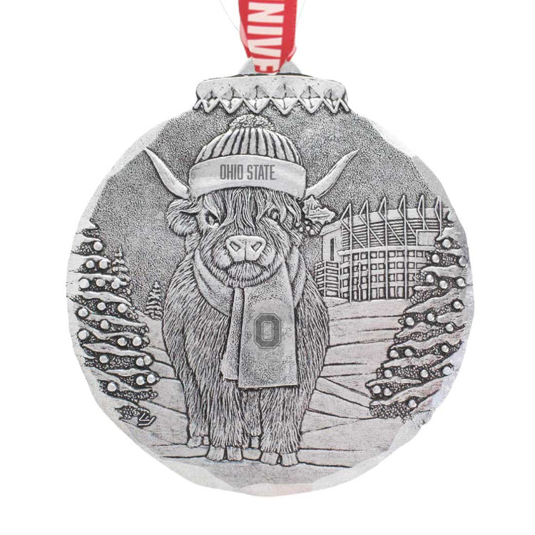Ohio State Highland Cow Tailgate Pal Ornament