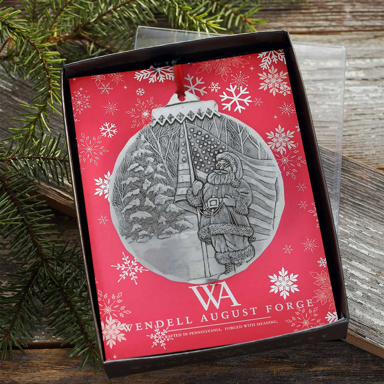 Patriotic Santa Ornament - Wendell August Forge