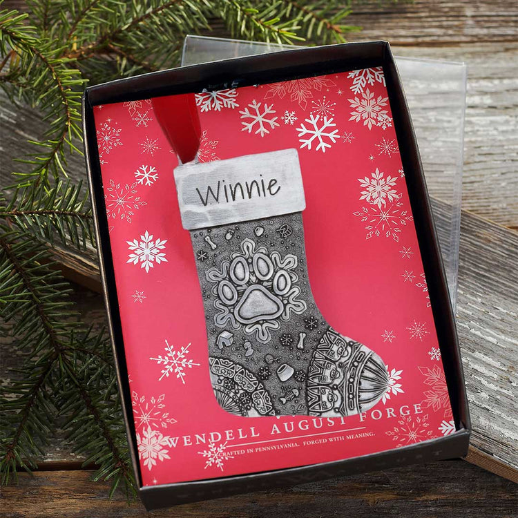 Personalized Paw Print Stocking - Wendell August Forge