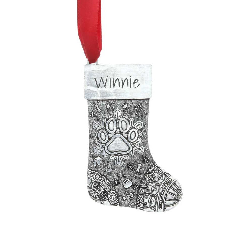 Personalized Paw Print Stocking Ornament 
