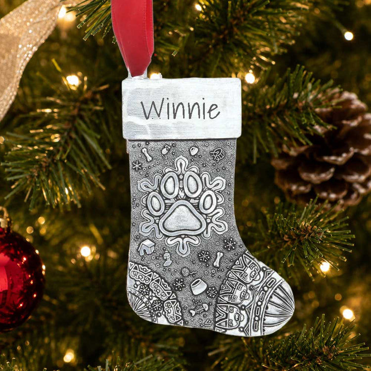 Personalized Paw Print Stocking Ornament 