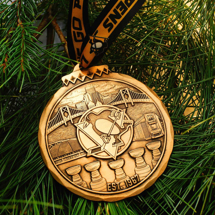 Pittsburgh Penguins Christmas Ornament | Bronze | 60 Season Anniversary