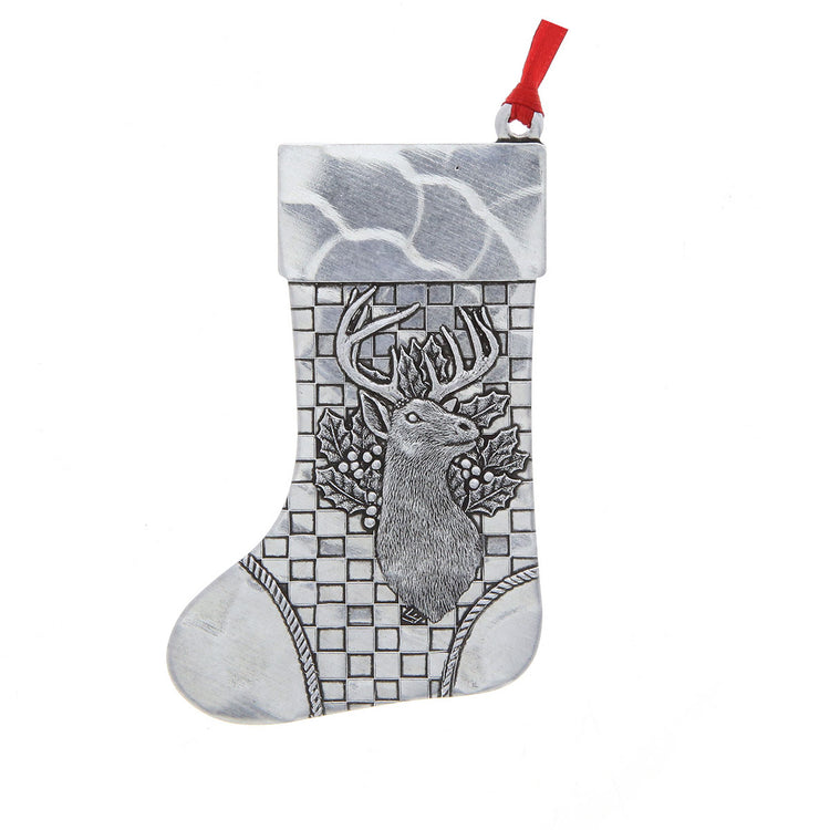 Plaid Deer Stocking Ornament 